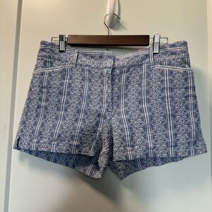 Ann Taylor Loft Embroidered‎ Stitched Blue White Short Nautical Beach Vacation 6